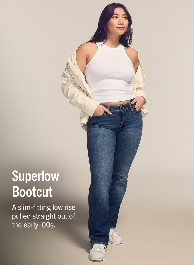 Superlow Bootcut A slim-fitting low rise pulled straight out of the early '00s.