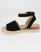 SODA Ankle Strap Girls Black Espadrille Flatform Sandals image number 3