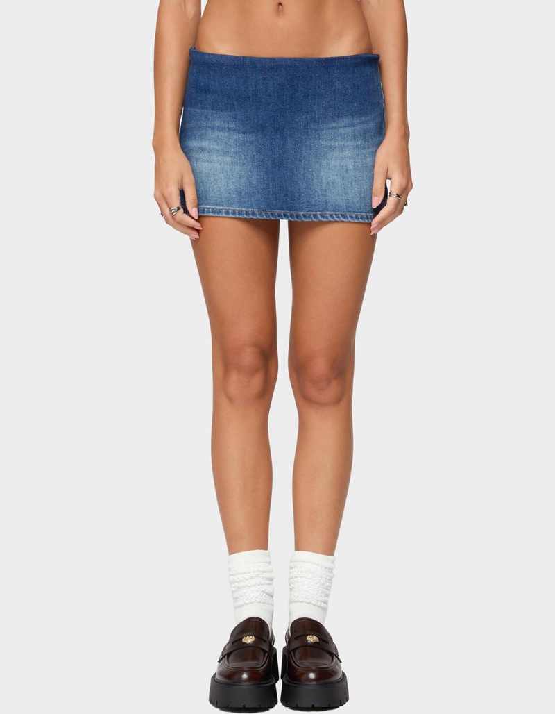 EDIKTED Archie Stretchy Denim Mini Skort image number 0