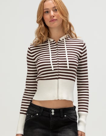RSQ Womens Striped Zip-Up Sweater Primary Image