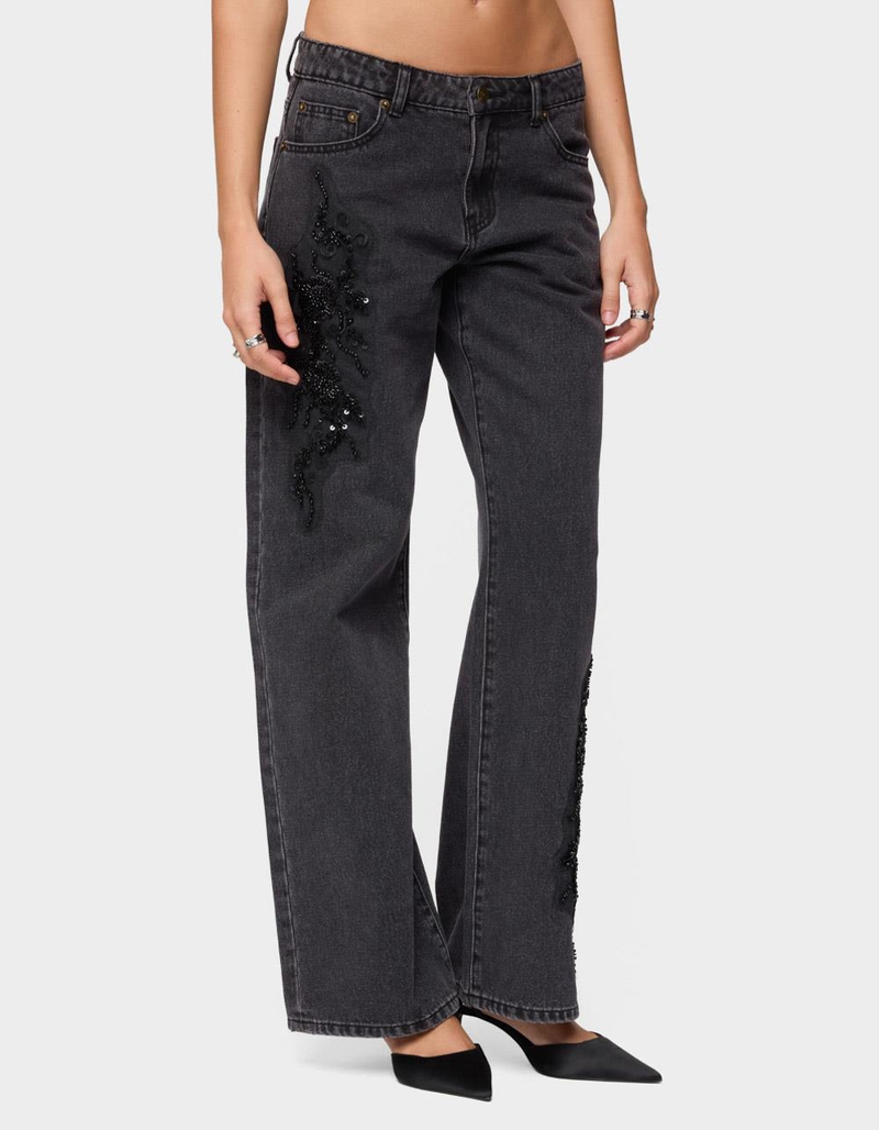 EDIKTED Rossa Beaded Low Rise Jeans image number 1