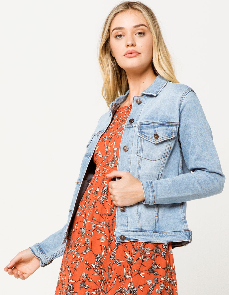 SKY AND SPARROW Vintage Medium Wash Womens Denim Jacket image number 0
