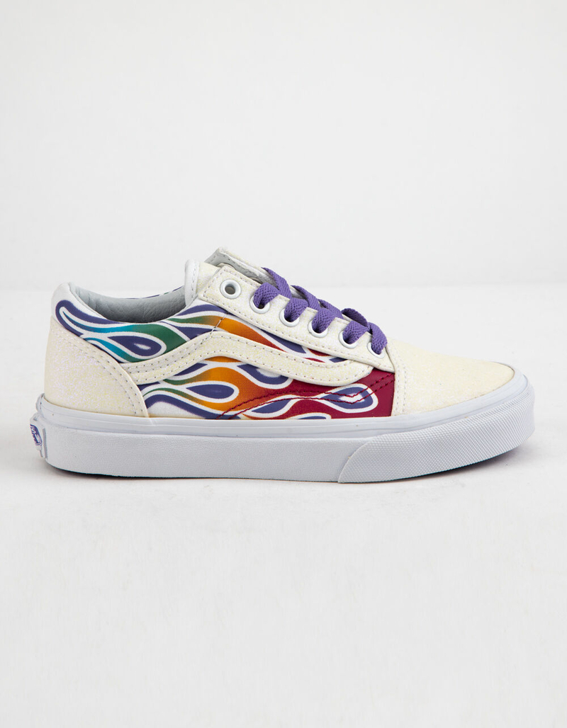 VANS Sparkle Flame Old Skool Rainbow & True White Girls Shoes image number 0