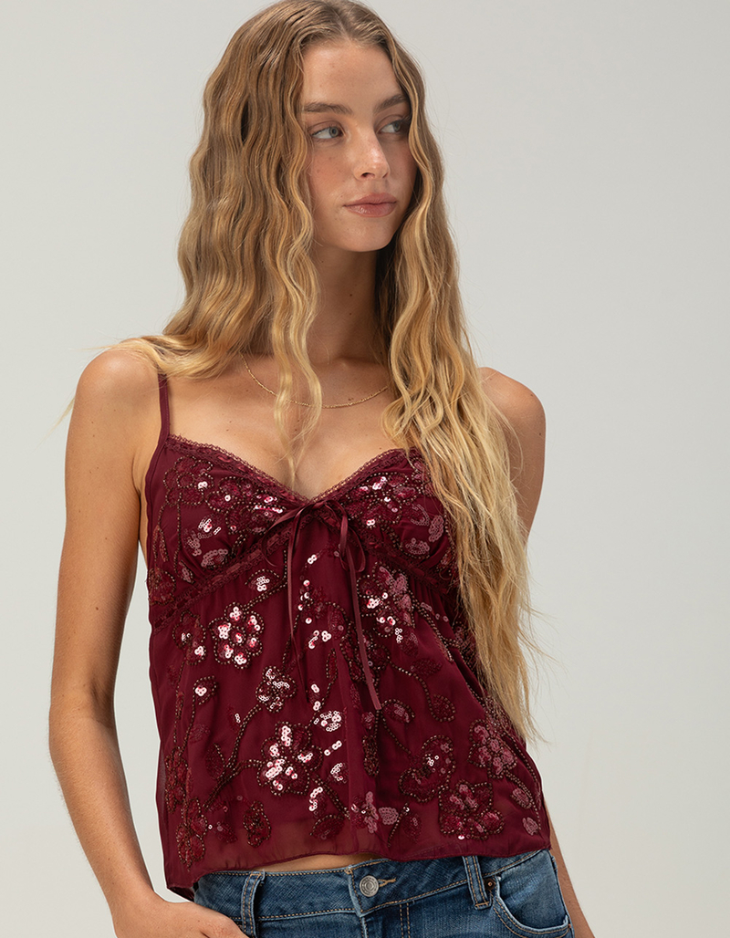 MADDEN GIRL Embellished Womens Babydoll Top image number 0