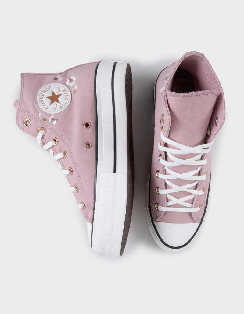 CONVERSE Chuck Taylor All Star Lift Sequin Floral Womens High Top Platform Shoes image number 4