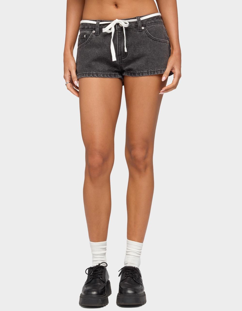 EDIKTED Olesia Tie Belt Denim Shorts image number 0