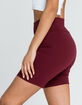 FULL TILT High Waisted Womens Burgundy Biker Shorts image number 2