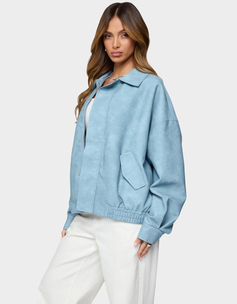 EDIKTED Oversized Washed Faux Leather Jacket image number 1