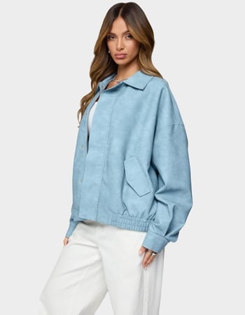 EDIKTED Oversized Washed Faux Leather Jacket Alternative Image