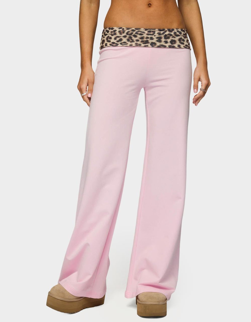 EDIKTED Leopard Foldover Pants image number 0