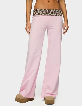 EDIKTED Leopard Foldover Pants Primary Image