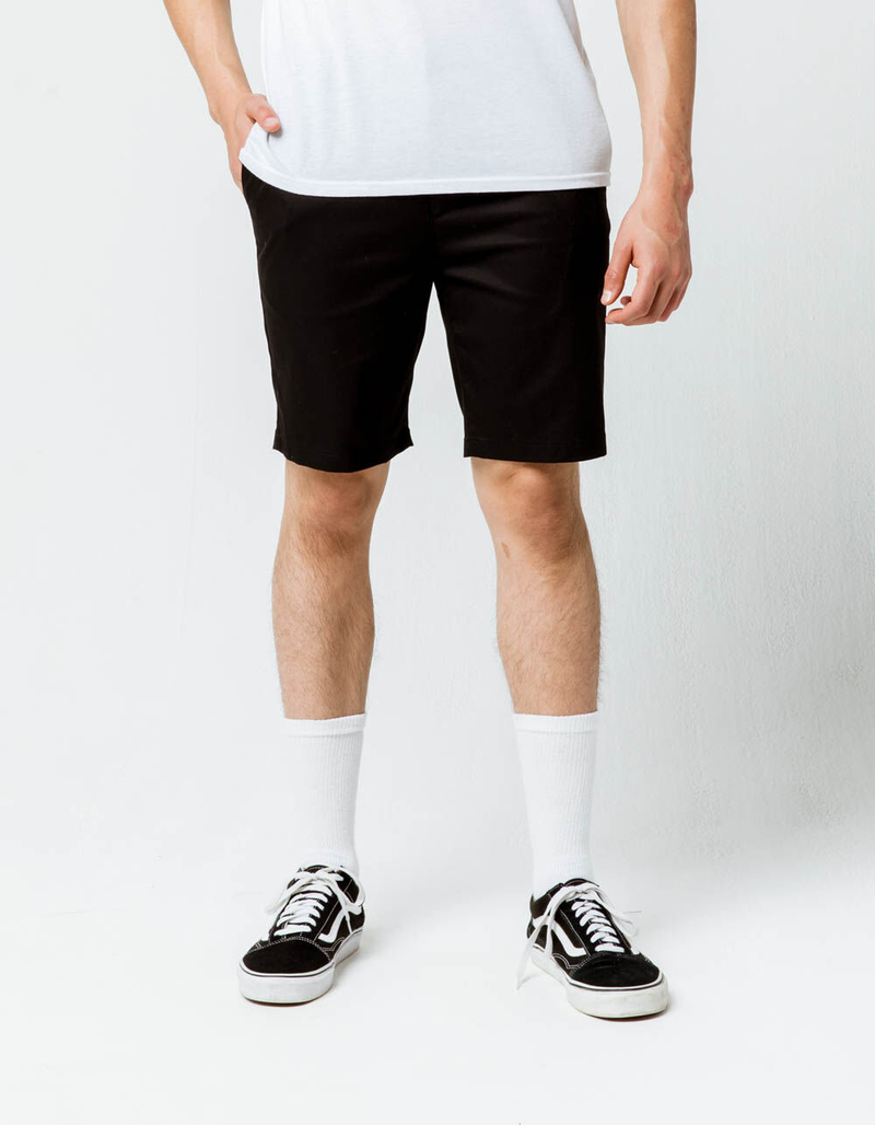 BLUE CROWN Slim Black Mens Chino Shorts image number 2