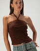 WEST OF MELROSE Lace Trim Y-Neck Womens Halter Top image number 5
