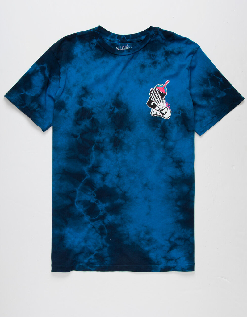 SLUSHCULT Bones Mens Blue Tie Dye T-Shirt image number 1
