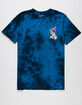 SLUSHCULT Bones Mens Blue Tie Dye T-Shirt image number 2