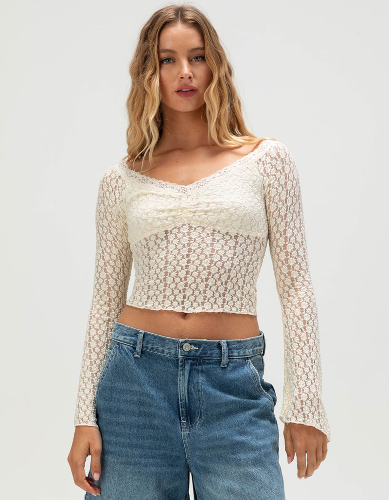 FULL TILT Womens Off The Shoulder Lace Top image number 0