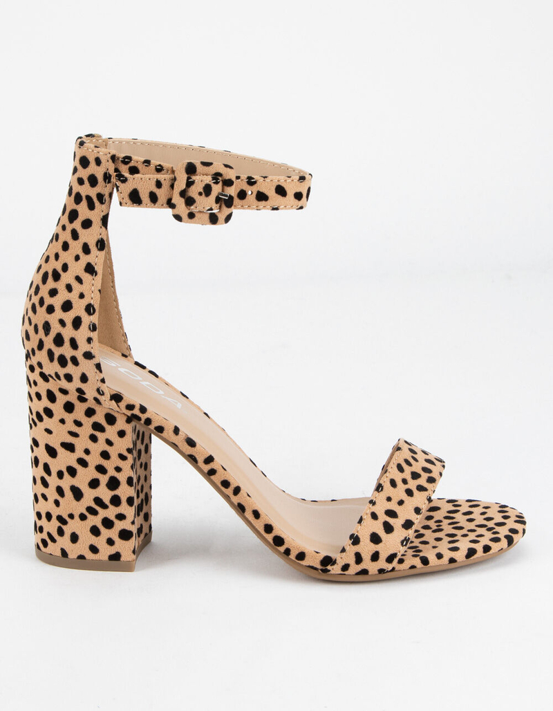 SODA Cheetah Ankle Strap Womens Block Heels image number 1