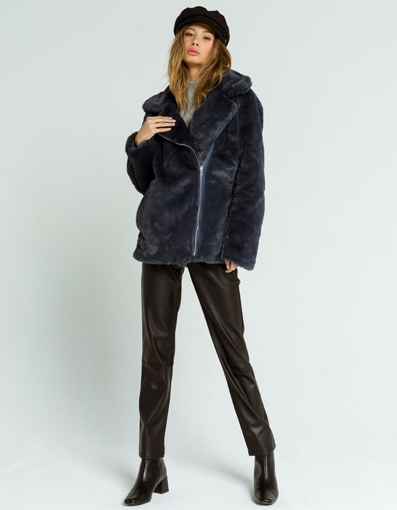 ASHLEY Faux Fur Womens Moto Jacket image number 3
