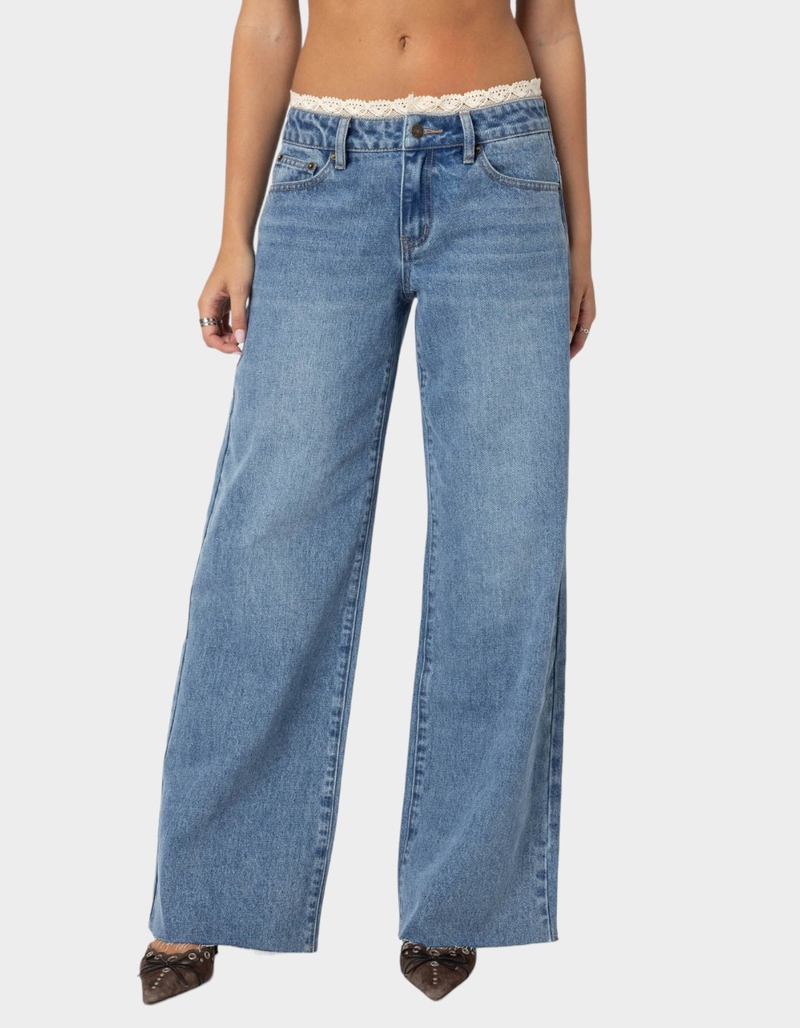 EDIKTED Karlie Lace Trim Jeans image number 0