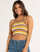 FULL CIRCLE TRENDS Stripe Lace Back Womens Crochet Cami image number 1