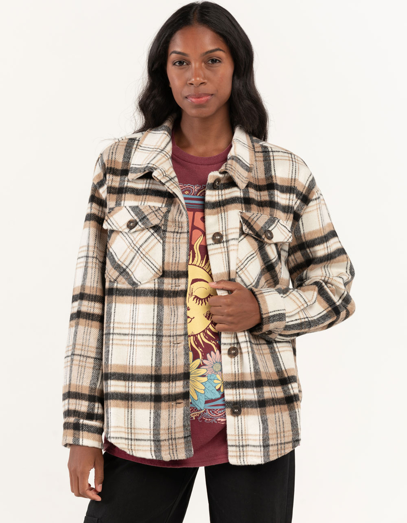 LOVE TREE Plaid Womens Shacket  image number 0