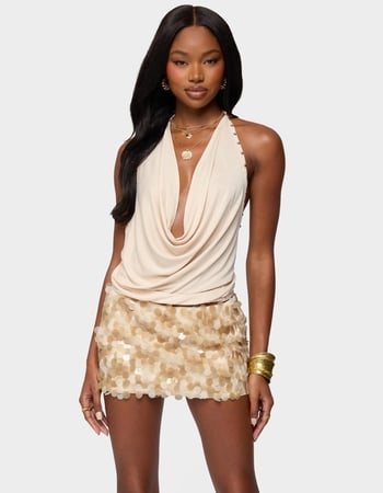 EDIKTED Irina Stud Cowl Neck Halter Top Primary Image