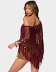 EDIKTED Fringe Sequin Crochet Poncho image number 3