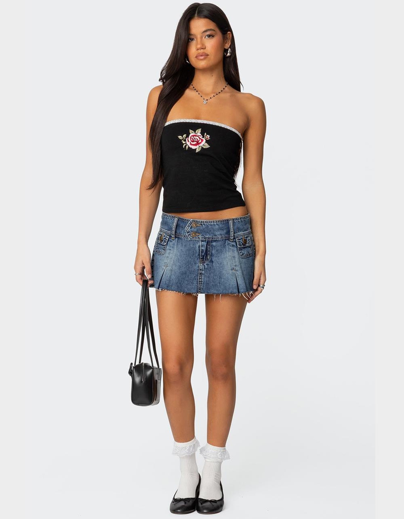 EDIKTED Enora Embroidered Rose Tube Top image number 1