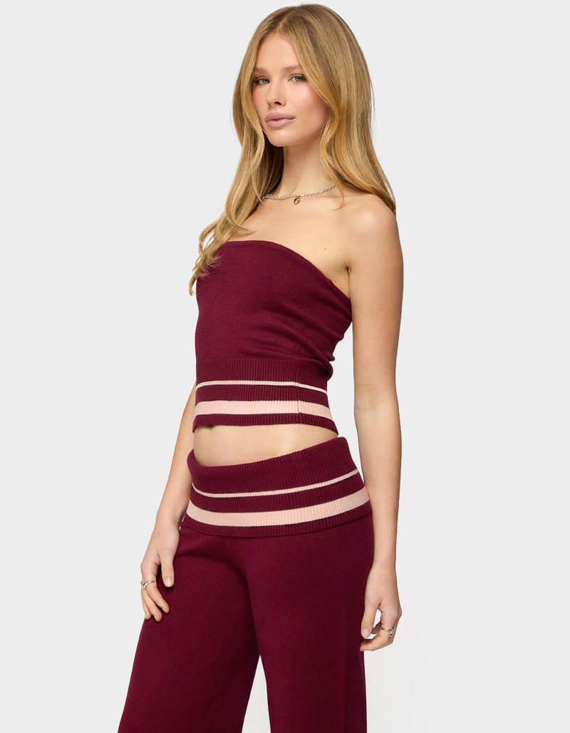 EDIKTED Kaliya Stripey Strapless Knit Top image number 1