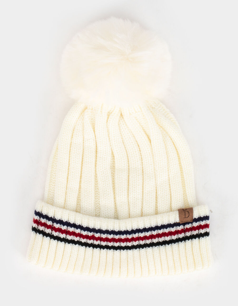 Stripe Rib Pom Beanie image number 0