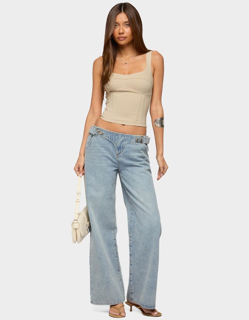 EDIKTED Buckled Low Rise Baggy Jeans image number 4