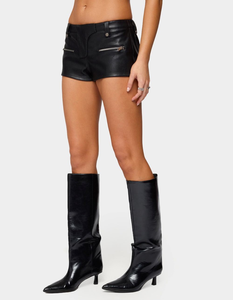 EDIKTED Labella Faux Leather Micro Shorts image number 1