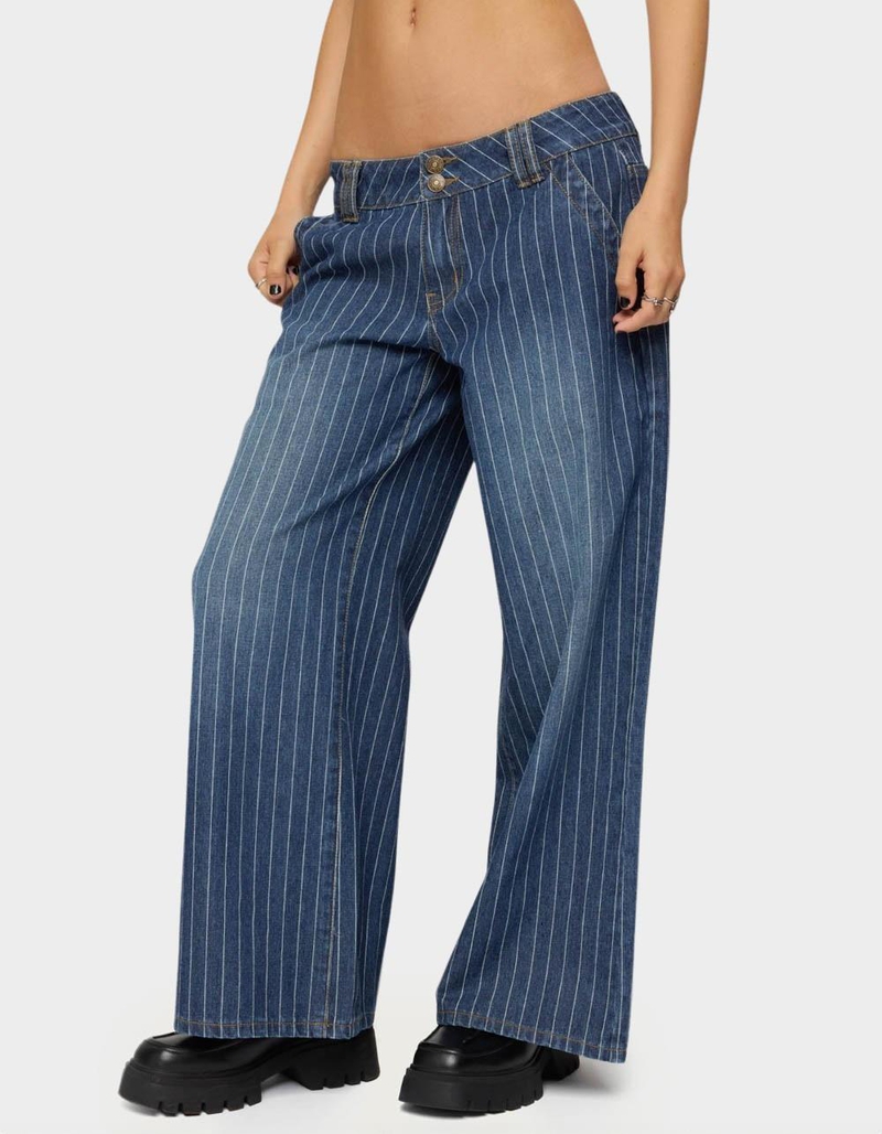 EDIKTED Petite Cory Striped Low Rise Jeans image number 1