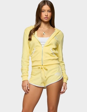 EDIKTED Madilyn Terry Cloth Zip Up Hoodie Primary Image
