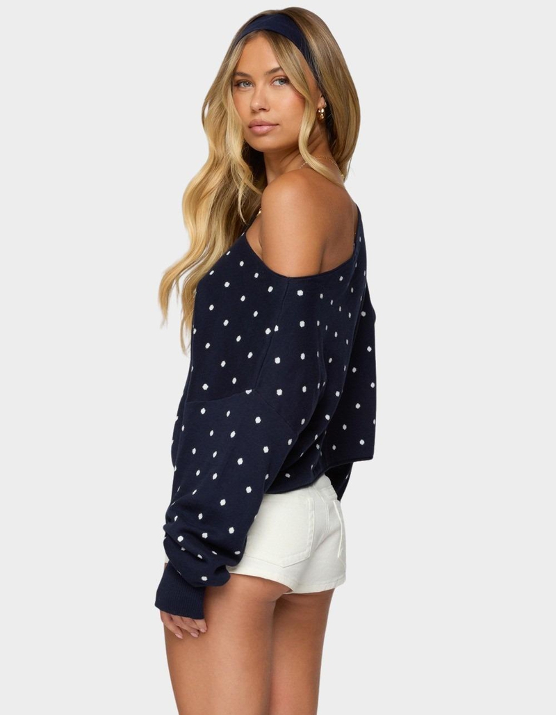 EDIKTED Oversized Off Shoulder Polka Dot Sweater image number 2