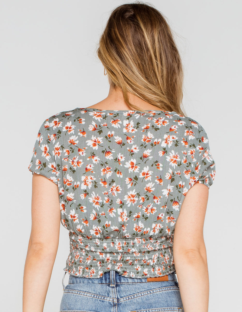 SKY AND SPARROW Surplice Smocked Womens Top image number 2