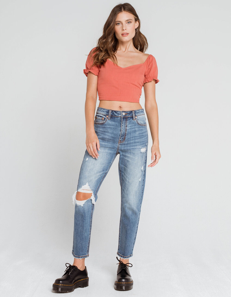 WEST OF MELROSE I Got Your Back Lace Up Womens Top image number 3