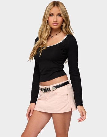EDIKTED Contrast Lacey Long Sleeve Top Alternative Image