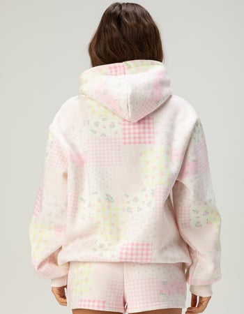 HAPPY CAMP3R Pink Patchwork Womens Hoodie Alternative Image