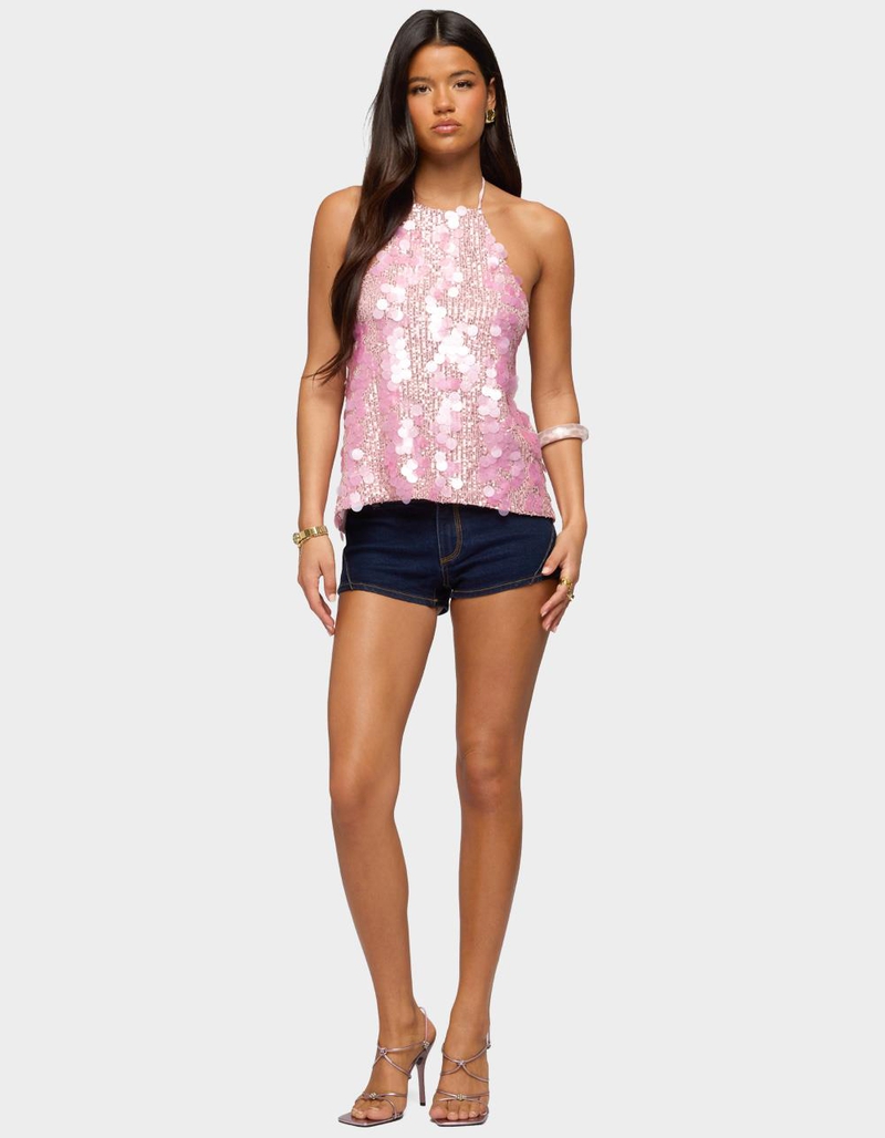 EDIKTED Ellorie Backless Sequin Halter Top image number 3