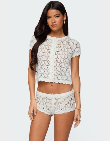 EDIKTED Elisa Open Knit Button Up Top Primary Image