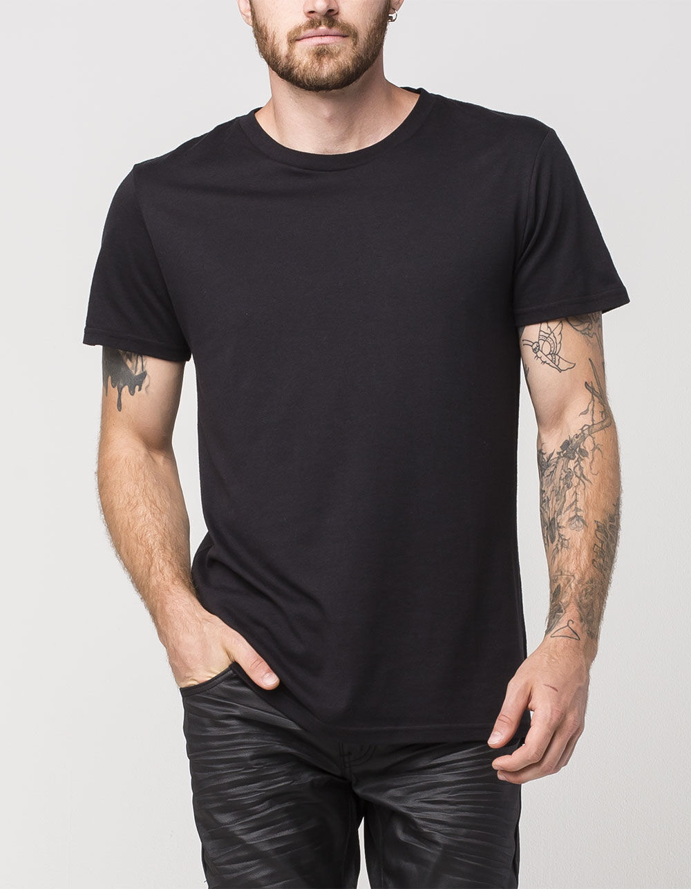 BLUE CROWN Solid Mens T-Shirt - BLACK 