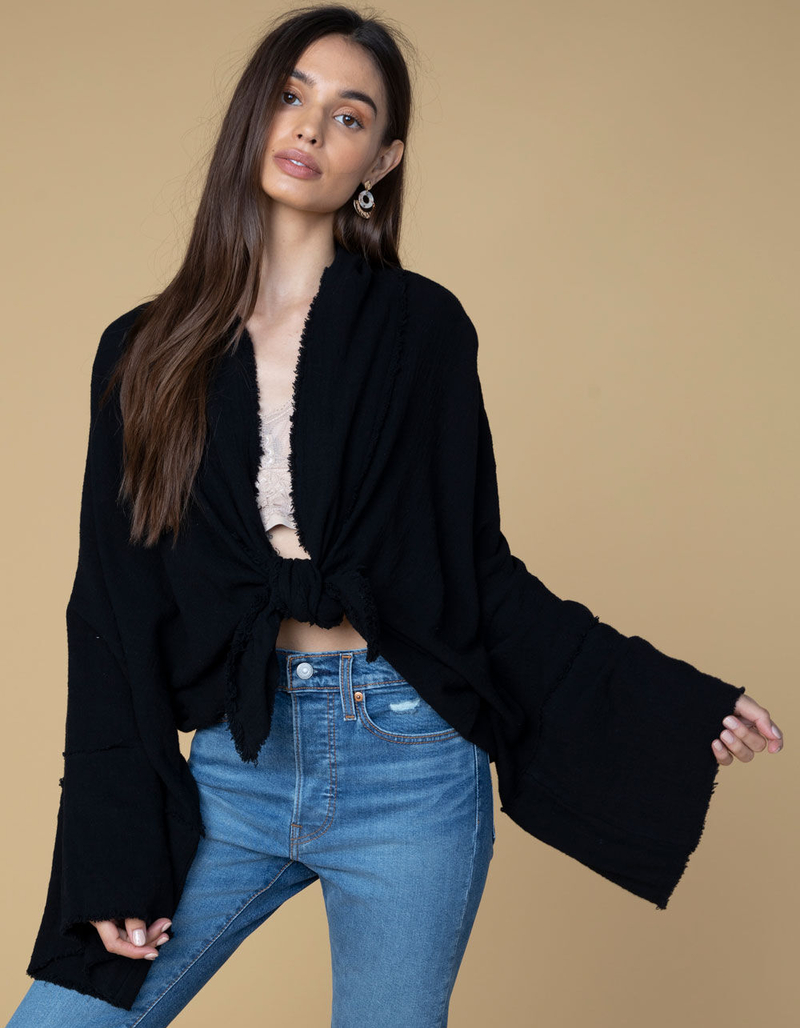 WEST OF MELROSE Ready Or Knot Womens Linen Kimono image number 0