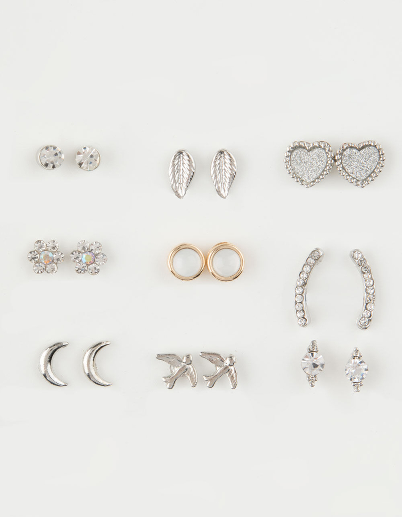 FULL TILT 9 Pairs Bird & Moon Earrings image number 0