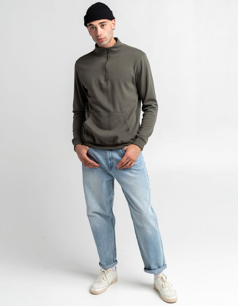 RSQ Mens Olive 1/4 Zip Mock Neck Sweatshirt image number 4