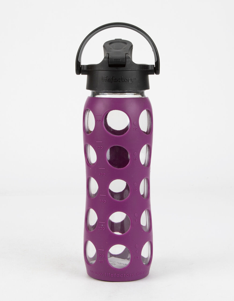 LIFEFACTORY 22oz Active Cap Plum Glass Water Bottle image number 1
