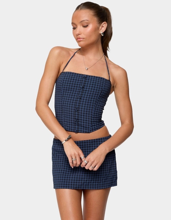 EDIKTED Winsley Gingham Halter Corset Primary Image