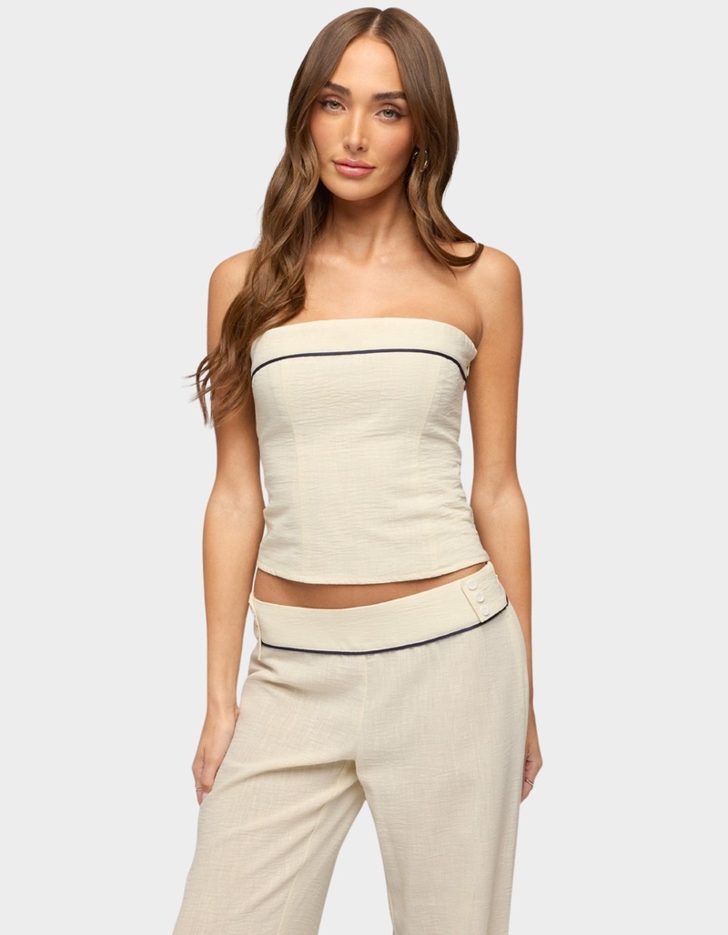 EDIKTED Dorine Contrast Woven Strapless Top image number 0