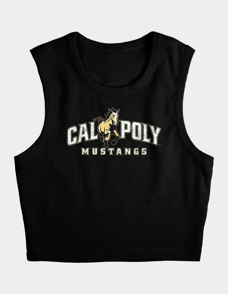 CALIFORNIA POLYTECHNIC STATE UNIVERSITY Distressed Primary Logo Womens Cropped Tank Top image number 3
