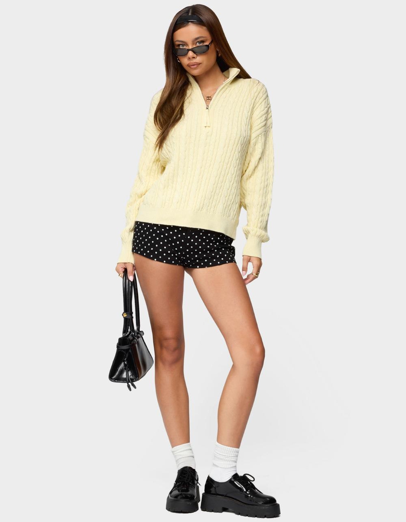 EDIKTED Sarie Cable Knit Quarter Zip Sweater image number 4